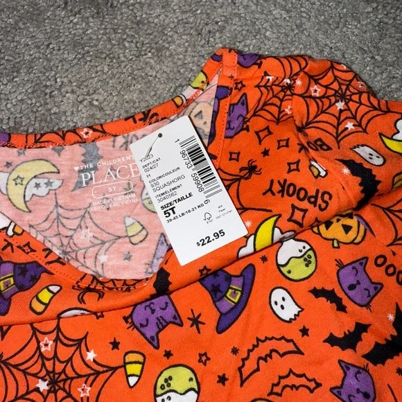 The Children’s Place Halloween Dress 5T NWT Orange Spooky Print - Picture 5 of 5